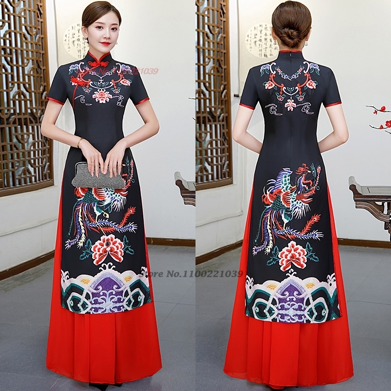 Ao Dai Vietnam Dress - Robe qipao chinoise améliorée 2026, imprimé
