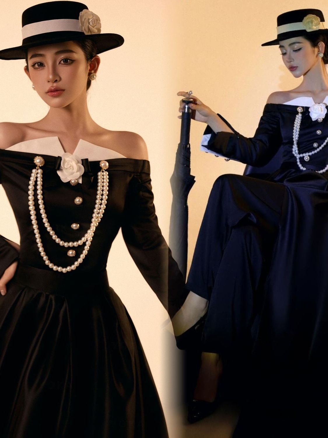 Ethnic Fashion Studio - Robe de mariée vintage noire Hepburn,