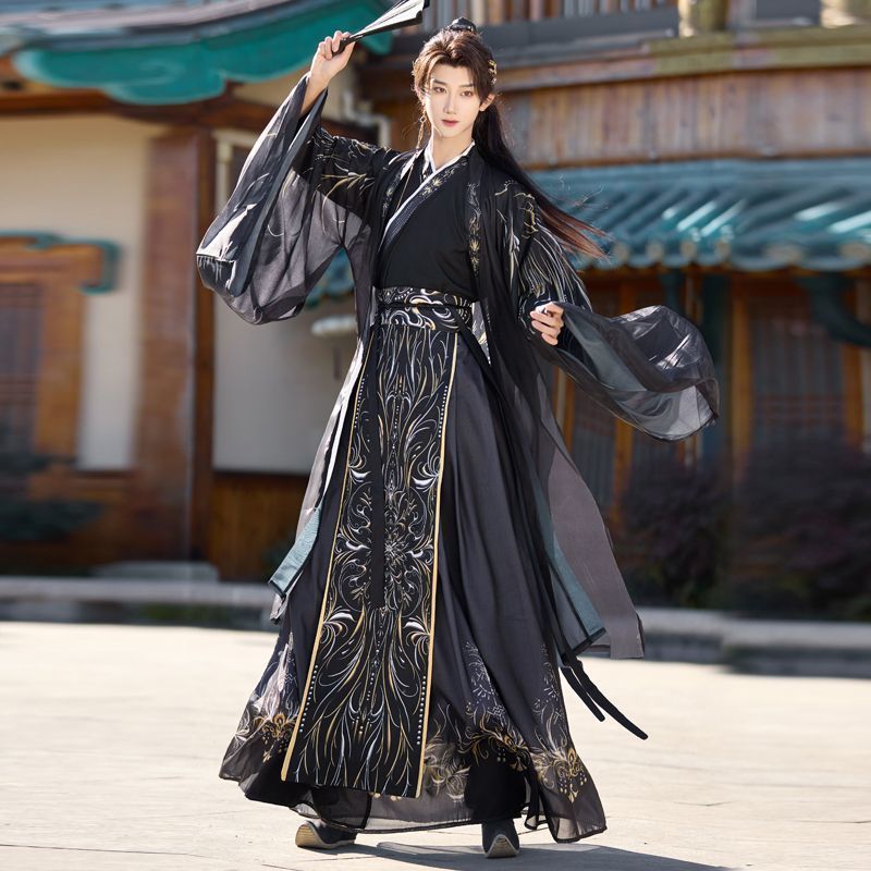 Nouveau style Hanfu noir impri - Ethnic Fashion Wear avis et prix