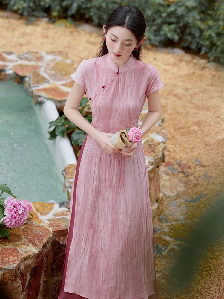 Robe longue de style chinois p - Ao Dai Vietnam Dress avis et prix