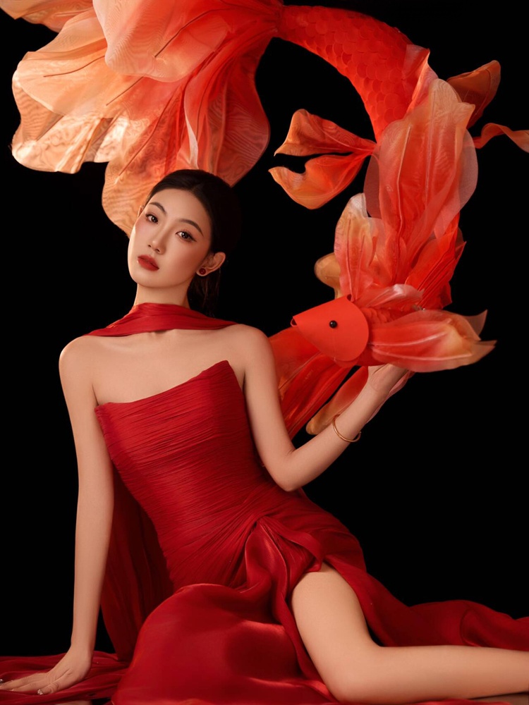 Robe de style chinois rouge po - Ethnic Fashion Studio avis et prix